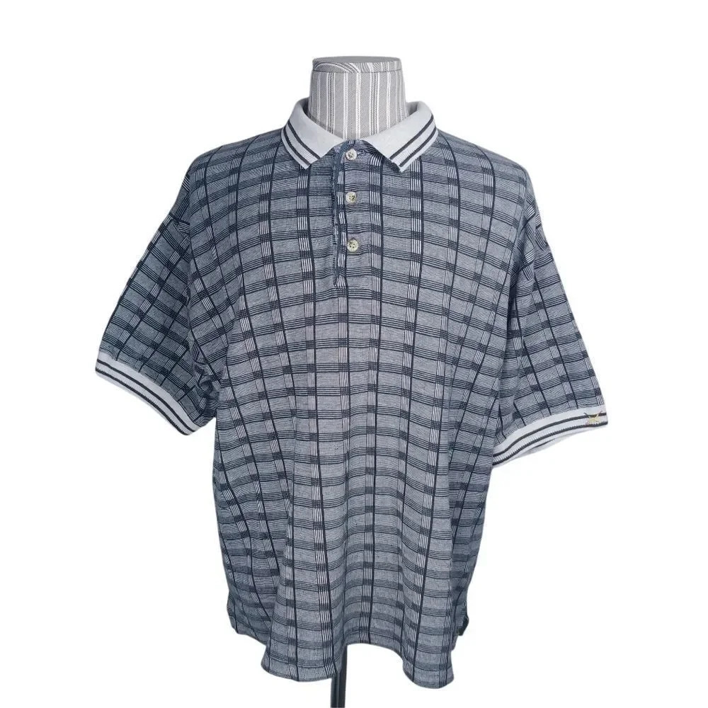 Ash Creek Trading  Plaid Polo/Gold Shirt, M